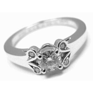 Authentic! Cartier Ballerine Platinum .24ct Diamond Engagement Ring Box Paper​